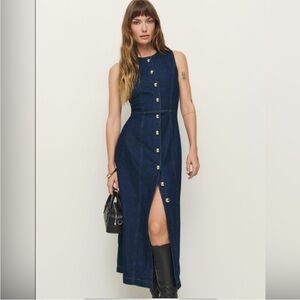 Reformation Roswell Denim Button-Down Maxi Dress